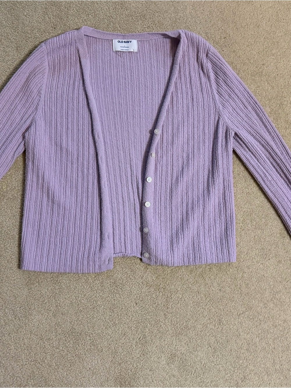 Old Navy Lavender Ribbed Button-Front Cardigan
